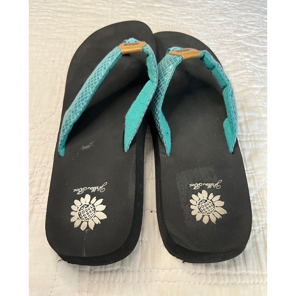 Yellow Box Womens Teal Snakeskin Print Flip Flop Platform Sandals Black Size 10 - Picture 3 of 6